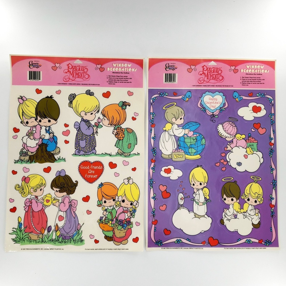 Vintage 1997 Classic Clings Precious Moments Window Decorations Lot Of 2